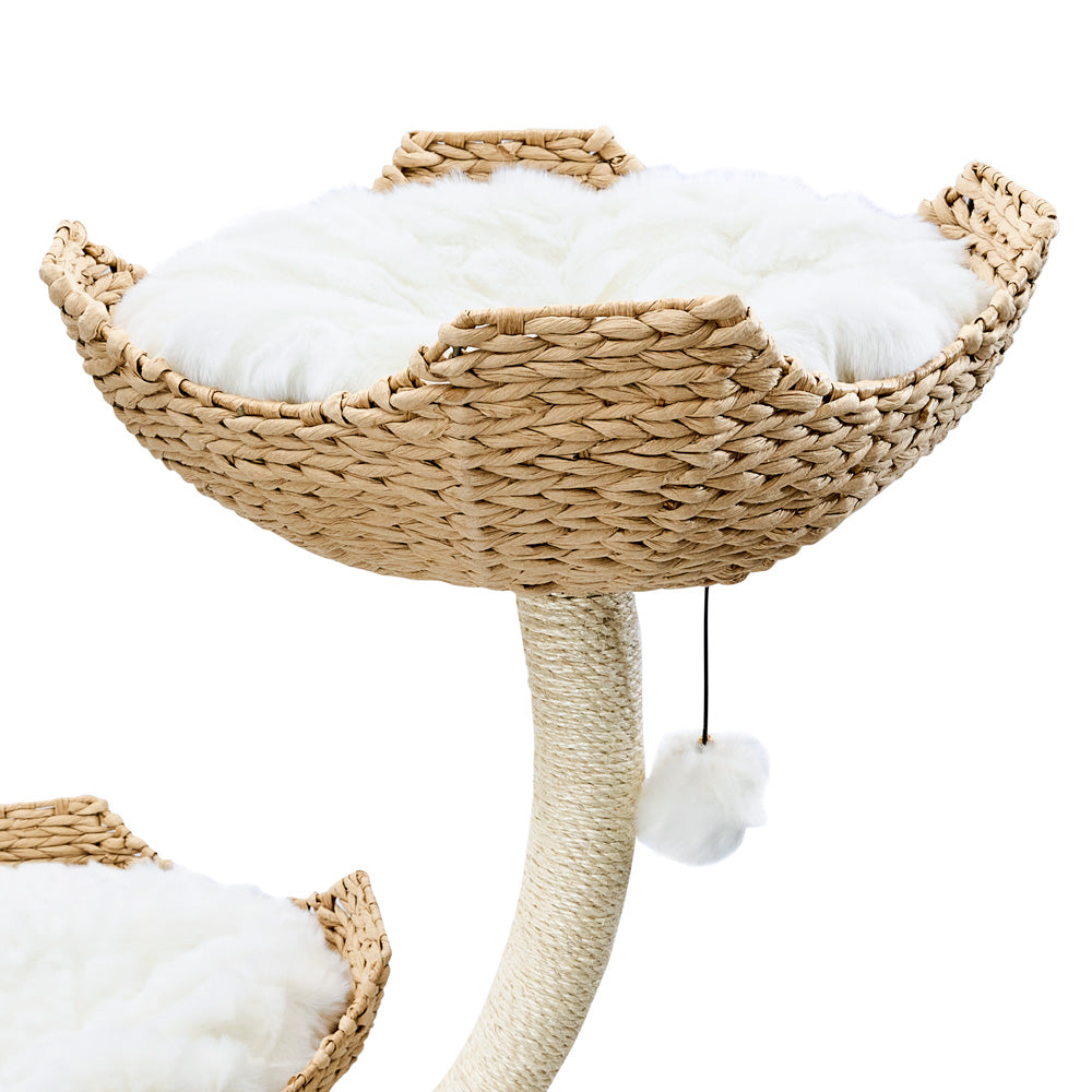 4-basket large cat tree tower in white finish - square product view
