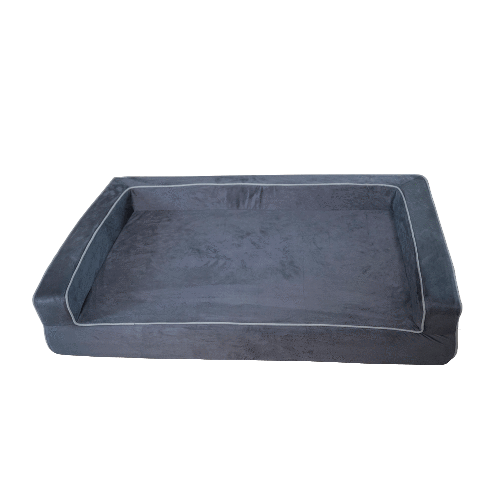 3 sided bolster dog bed in gray - premium quality with raised edge support
