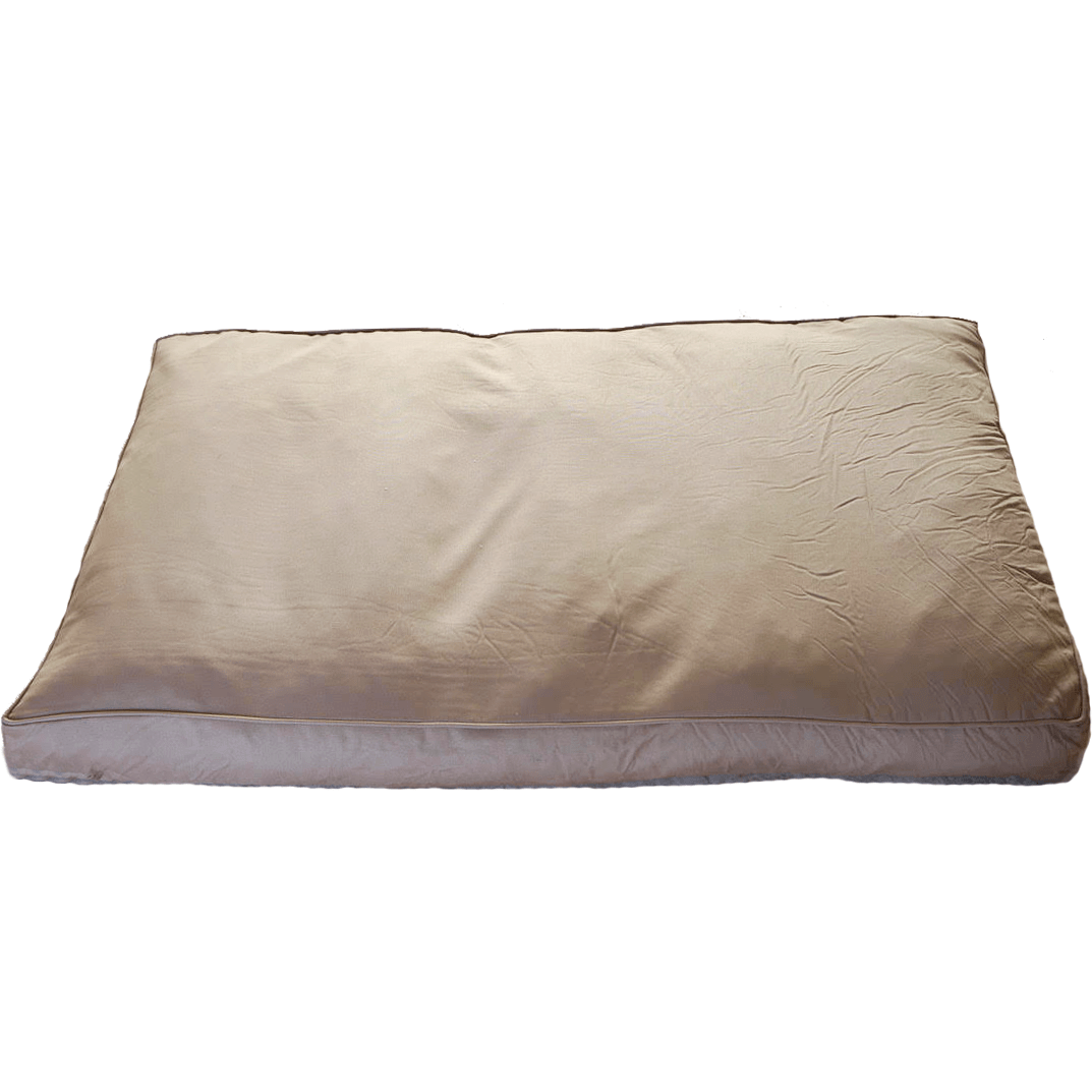 Tan chew proof dog bed with bolster - waterproof memory foam bed for large dogs
