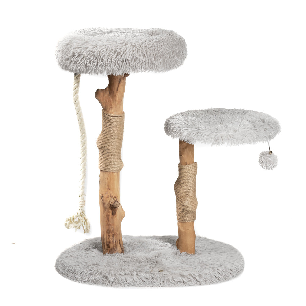 Gray cat tree tower with multi-level platforms - premium quality scratching post furniture
