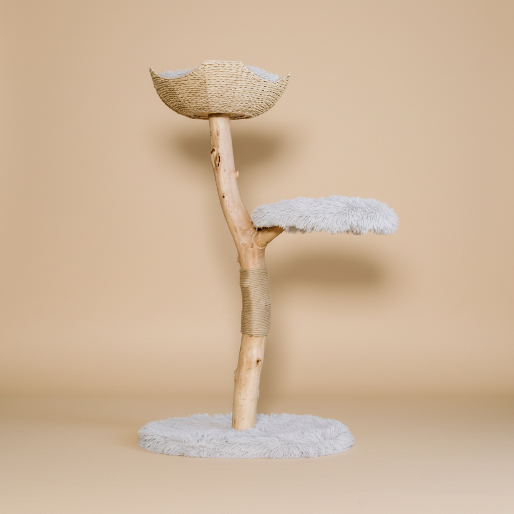 Large cat tree tower 43 by 23 inches - premium furniture with basket perch for cats up to 15 lbs
