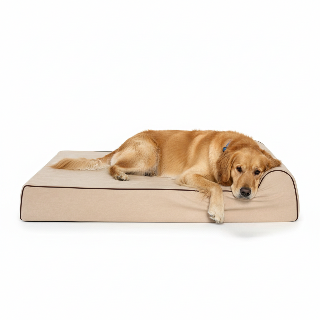 Heavy duty supportive dog bed - waterproof memory foam with bolster edges for large powerful breeds
