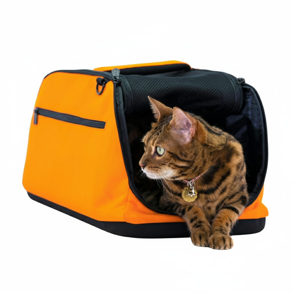 Soft-sided pet carrier alternative view - compact travel carrier for cats and small dogs
