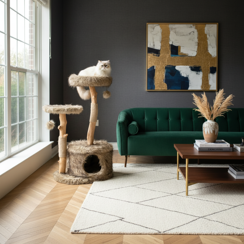 Cat tree tower with sisal scratching posts - premium quality furniture for indoor cats
