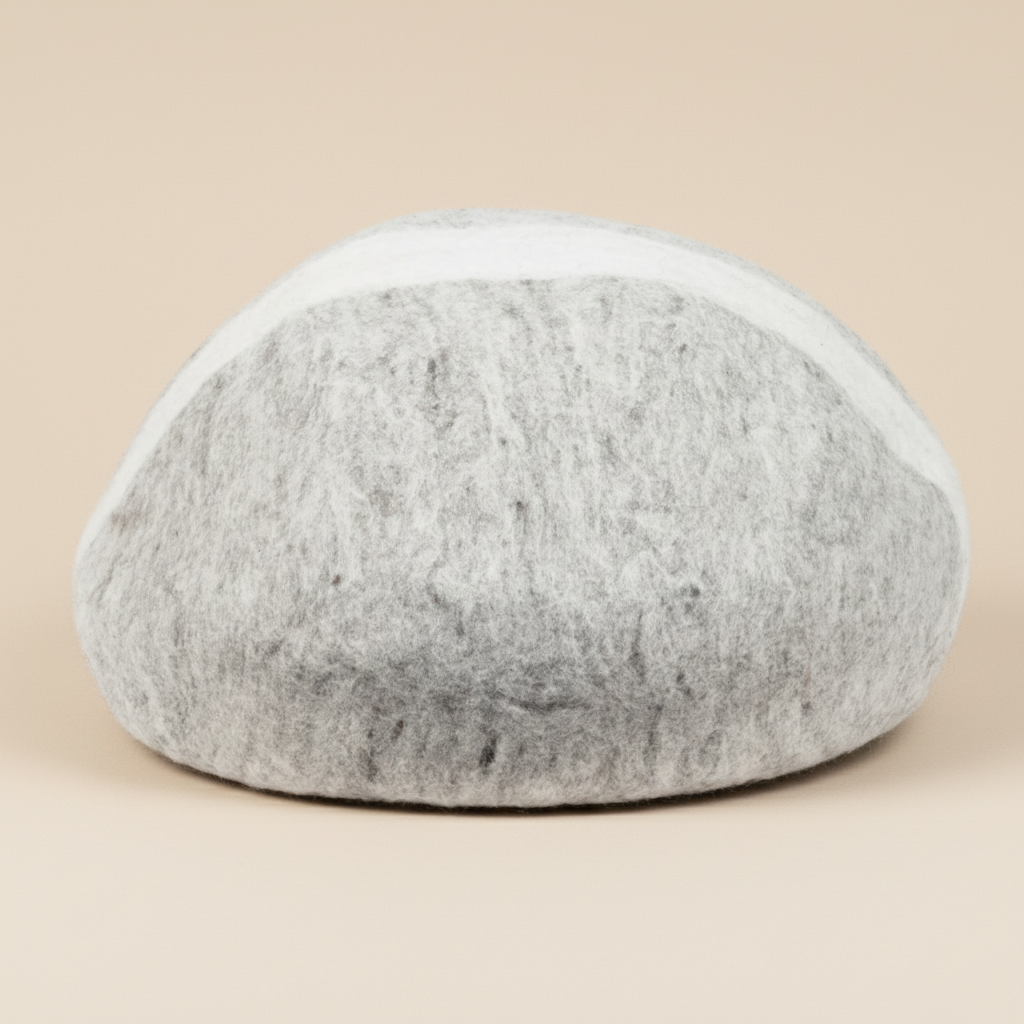 Wool felt cat hideaway bed - 20.5 inch wide cave style bed for indoor cats
