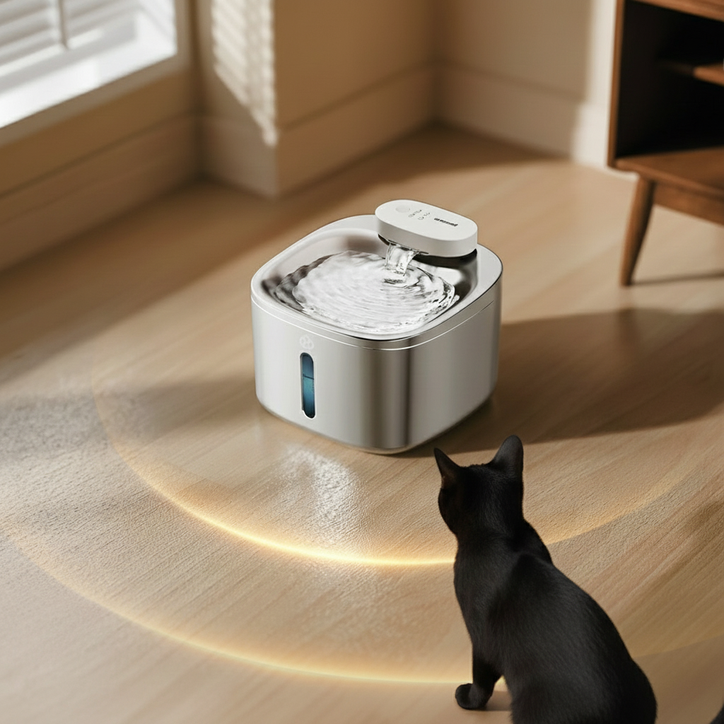 Wireless pet water fountain with 60-day battery life and 5-layer filtration system

