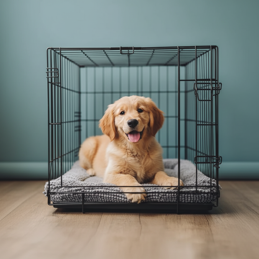 Memory foam dog crate bed with waterproof chenille mat in grey