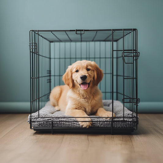 Memory foam dog crate bed with waterproof chenille mat in grey