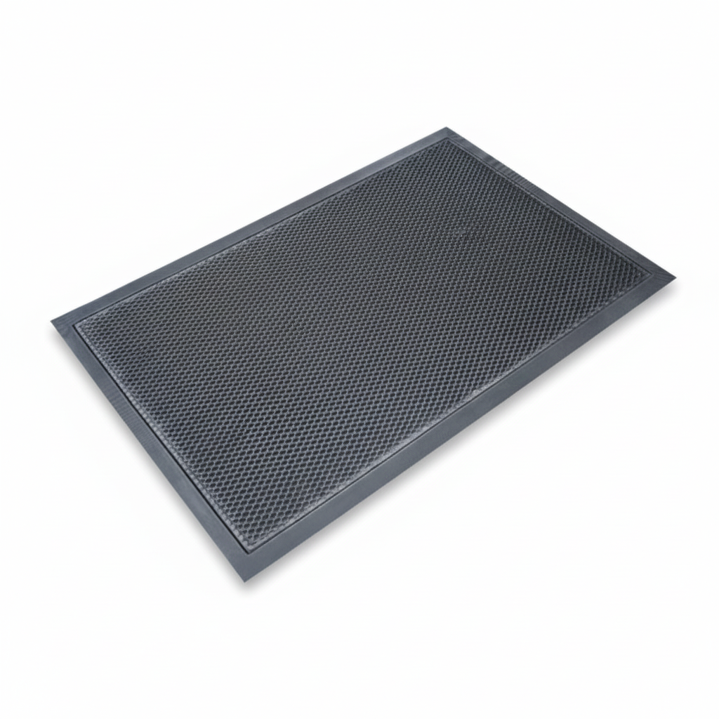 Detailed view of slip-resistant 3D mesh outdoor dog mat surface