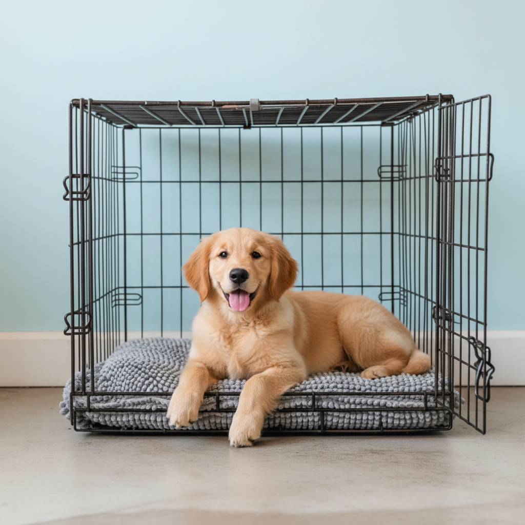 Memory foam dog crate bed with waterproof chenille medium pad mat in grey