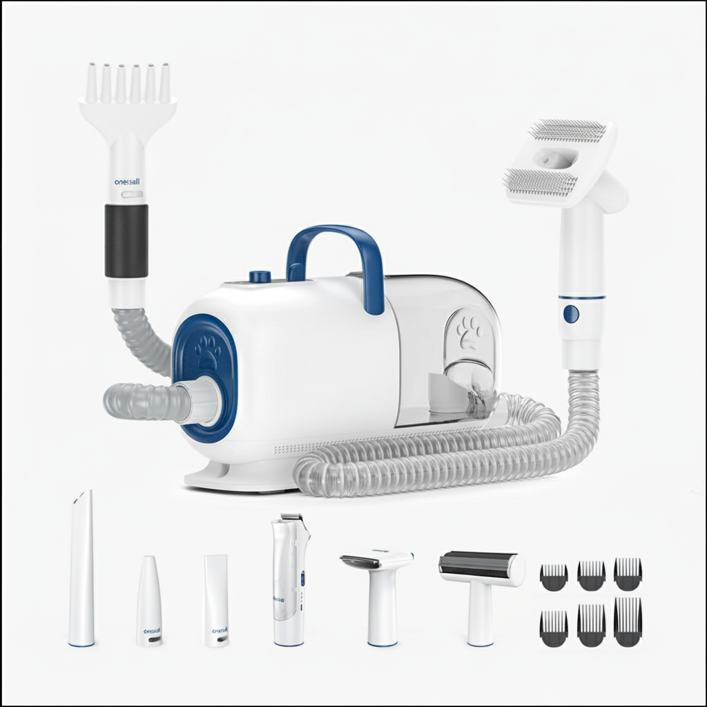 8-in-1 pet grooming vacuum and dryer kit with clippers for dogs and cats