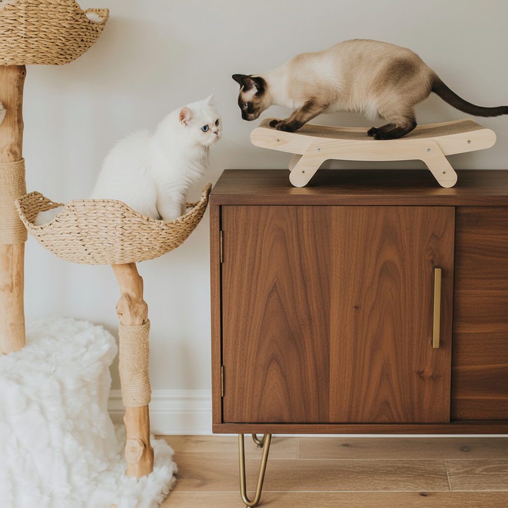 Curved cat scratcher lounge 21.5 by 13 inches - cardboard scratching pad for large cats
