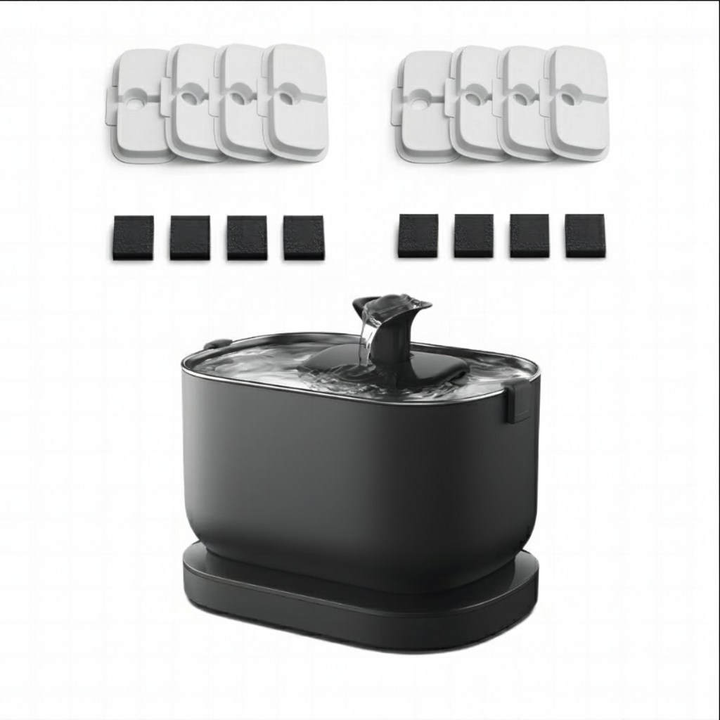 Cordless battery-operated pet water fountain with 8 filters and with 2.5L capacity for dogs and cats
