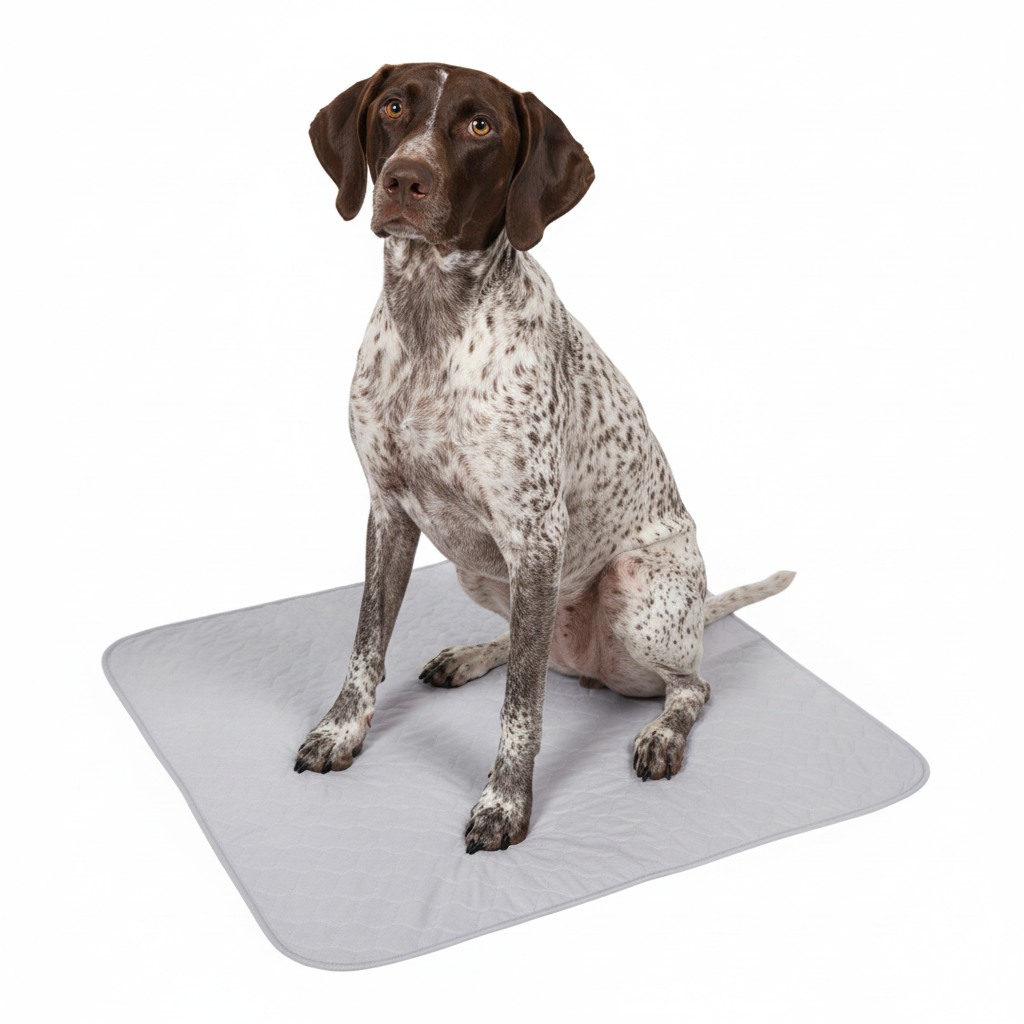 Reusable washable dog potty pad with leak-free waterproof backing in silver color