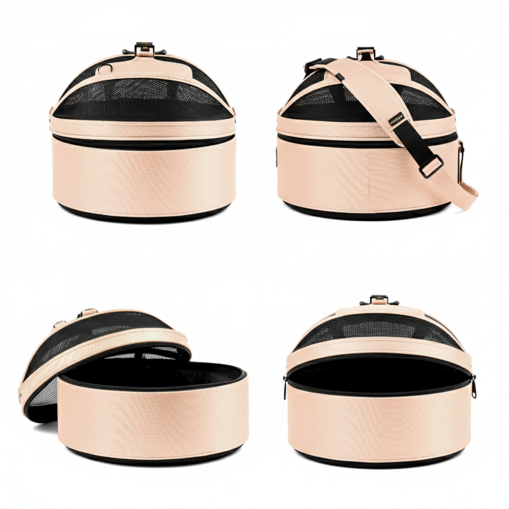 Light pink convertible pet travel bed - certified safe carrier for cats and small dogs up to 15 lbs
