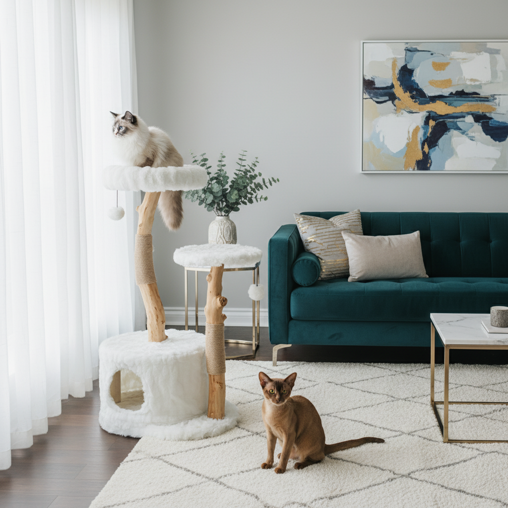 Cat climbing tree with multiple levels - cozy hideaways and plush perches for cats
