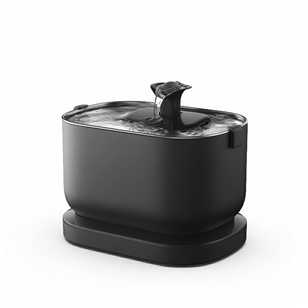 Black Cordless battery-operated pet water fountain in with 2.5L capacity for dogs and cats
