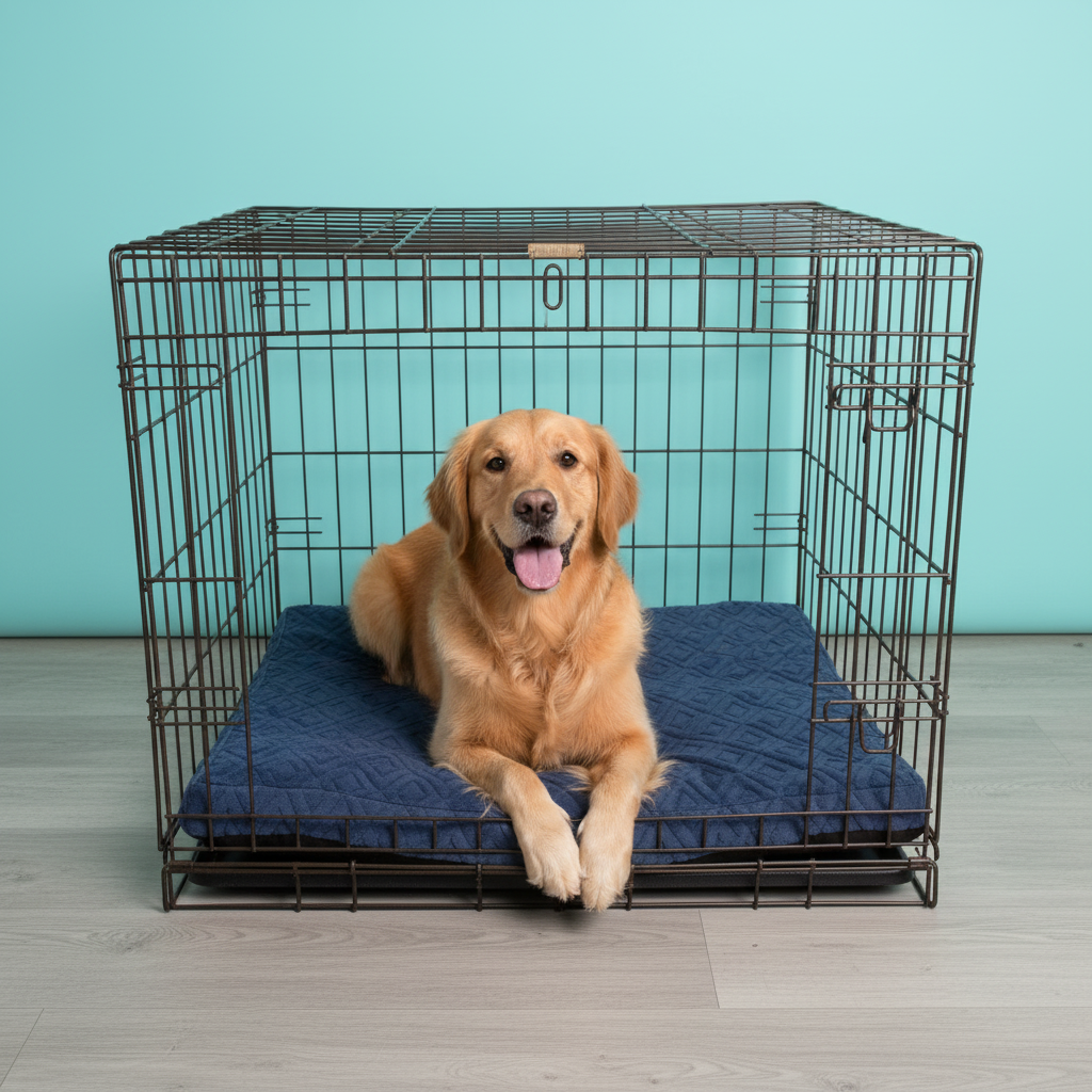 Memory foam dog crate bed with waterproof chenille large pad mat in grey