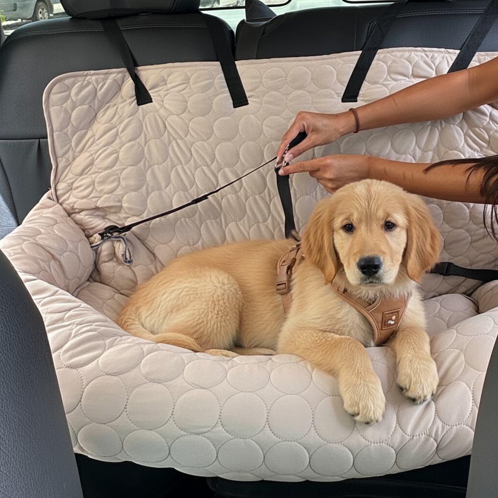 Close-up of cooling car bed fabric showing natural temperature regulation technology