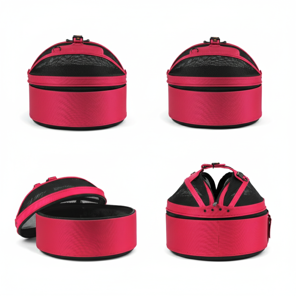Hot Pink convertible pet travel bed - certified safe carrier for cats and small dogs up to 15 lbs
