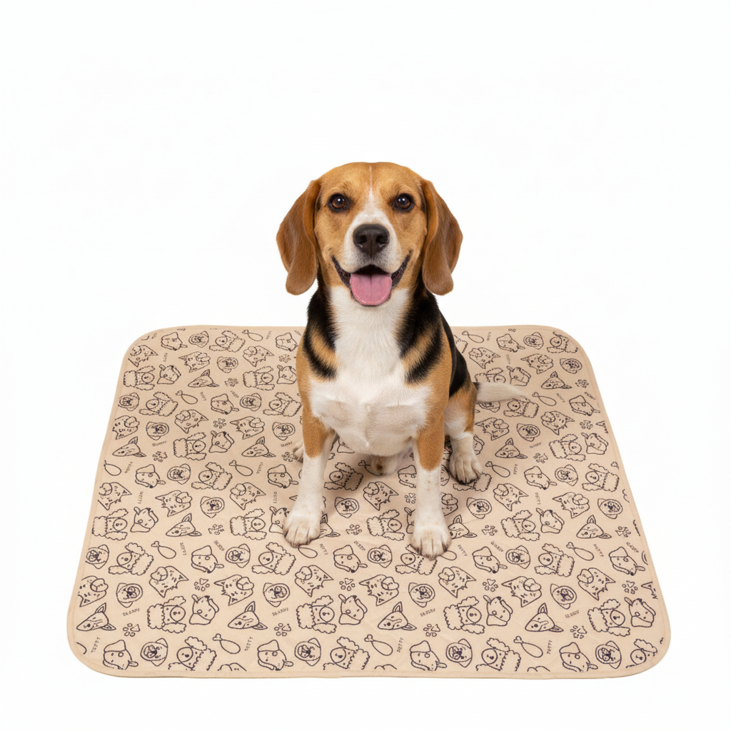 Reusable washable dog potty pad with leak-free waterproof backing in brown color