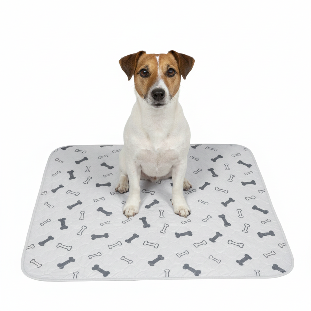Reusable washable dog potty pad with leak-free waterproof backing in grey color