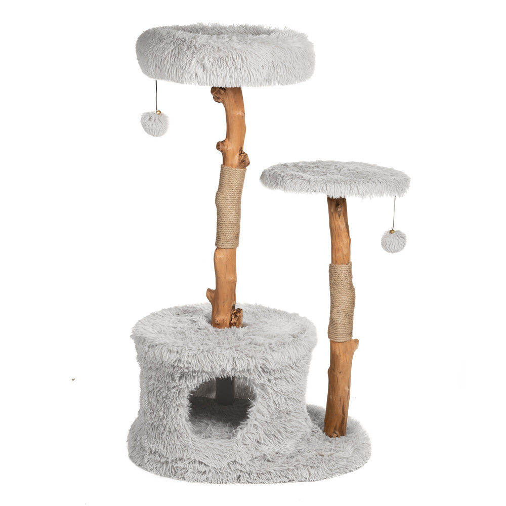 Multi-level cat tree furniture with scratching posts and perches - 43 inch tall tower for active cats
